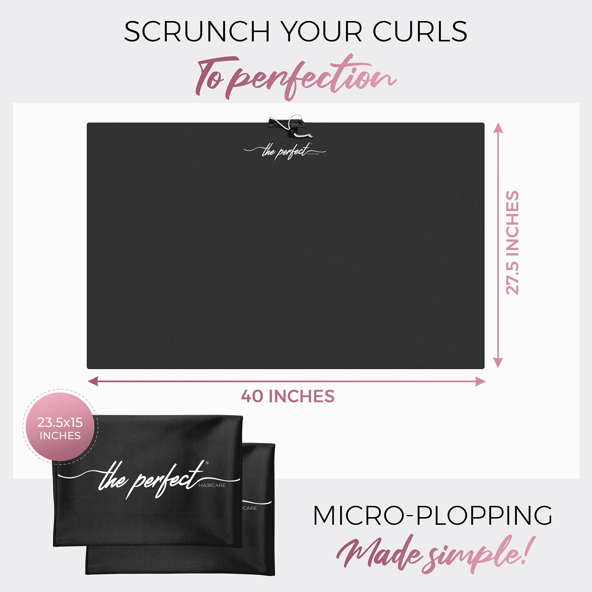 THE PERFECT HAIRCARE Curly Hair Girls Microfiber Plopping Towel Set Gift - Anti-frizz Silky Smooth Hair Drying Wrap for Women -